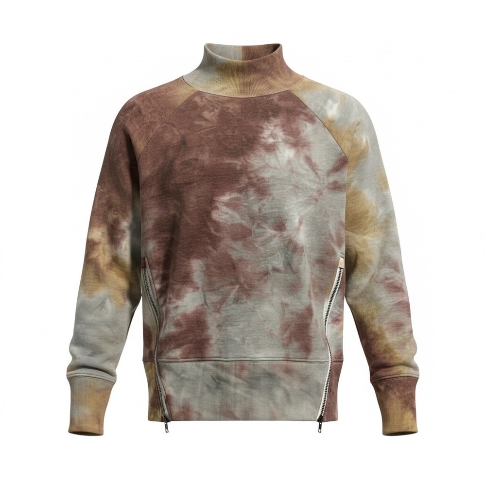 The Sweatshirt Project Tie Dye Boho Mock Neck Zipper Side Sweatshirt‎ Women's S